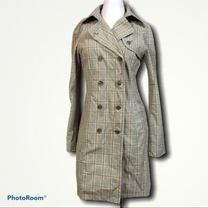 SiSley Plaid Check Trench Coat Jacket